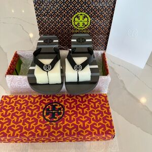Tory Burch Striped Flip Flops, Brand New